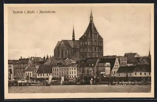 AK Rostock i. Meckl., Blick zur Marienkirche