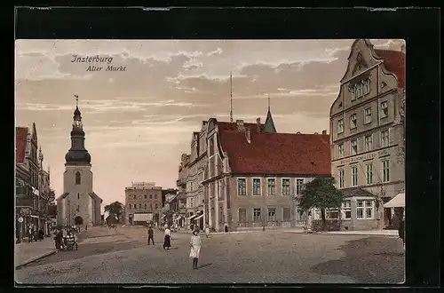 AK Insterburg, Alter Markt mit Kirche