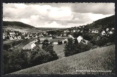 AK Rohrdorf b. Nagold, Blick auf den Ort und die Tuchfabrik