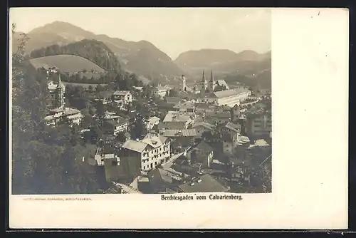 AK Berchtesgaden, Teilansicht mit Kirche vom Calvarienberg aus