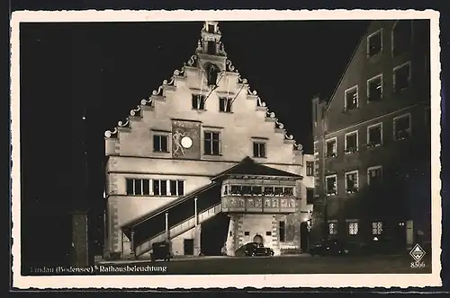 AK Lindau / Bodensee, Rathausbeleuchtung