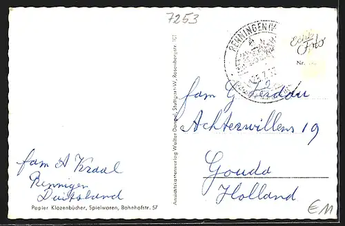 AK Renningen /Württ., Schwimmbad, Strassenpartie, Ortspartie