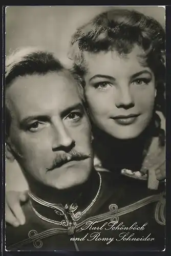 AK Schauspieler Karl Schönböck und Schauspielerin Romy Schneider in dem Film Feuerwerk