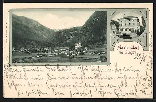 AK Mauterndorf im Lungau, Gasthof von Josef Lettmayer, Ortsansicht mit Umgebung