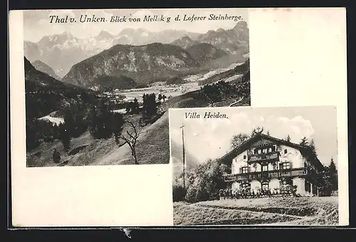 AK Mellek bei Unken, Villa Heiden, Blick gegen Loferer Steinberge