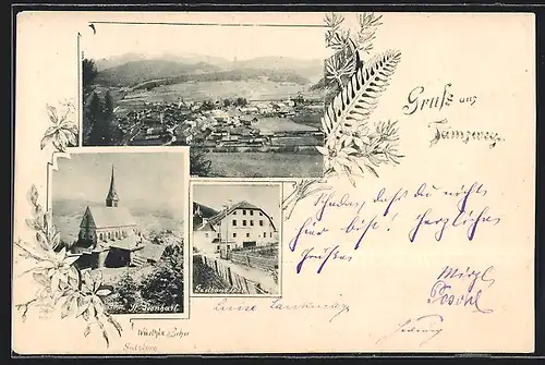 AK Tamsweg, Gasthaus zur Post, Kirche St. Leonhart, Ortsansicht