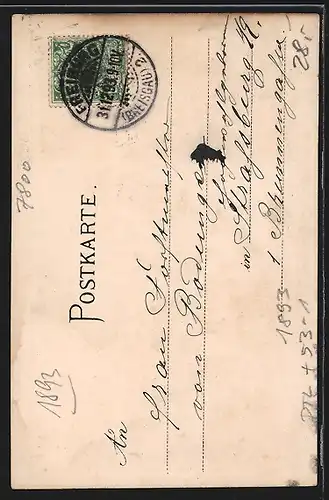 Vorläufer-Lithographie Freiburg i. B., 1893, Das Münster aus unterschiedlichen Perspektiven, Panorama