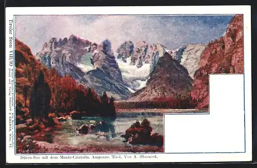 Künstler-AK Philipp + Kramer Nr. VIII /10: Cortina, Dürrensee mit dem Monte-Cristallo
