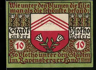 Notgeld Vlotho 1921, 10 Pfennig, Wappen, Ornamente