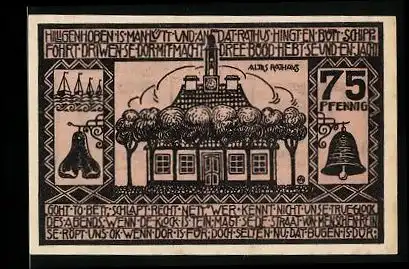 Notgeld Heiligenhafen 1923, 75 Pfennig, altes Rathaus, Wappen