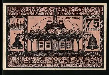 Notgeld Heiligenhafen 1923, 75 Pfennig, Altes Rathaus, Wappen