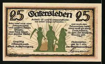 Notgeld Gatersleben 1921, 25 Pfennig, Max und Moritz werden von Polizist abgeführt, Eisenbahn