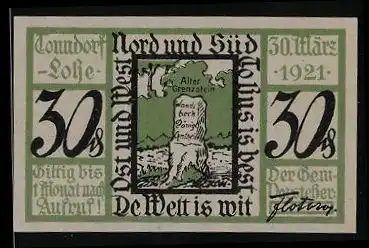 Notgeld Tonndorf-Lohe 1921, 30 Pfennig, Alter Grenzstein