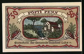 Notgeld Tonndorf-Lohe 1921, 50 Pfennig, Vers, Wandsefall