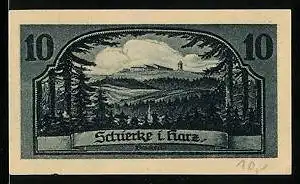Notgeld Schierke / Harz 1921, Blick zum Brocken, Goethe - Silhouette1