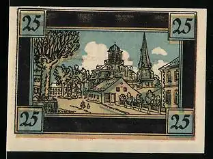 Notgeld Rellingen, 25 Pfennig, Ortsansicht mit Kirche, Wappen