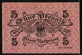 Notgeld Rathenow 1917, 5 Pfennig, Wappen und Ornamente