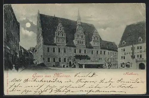 Mondschein-AK Meissen, Rathaus