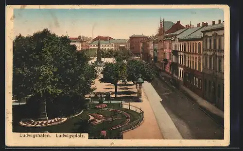 AK Ludwigshafen, Ludwigsplatz mit Litfasssäule