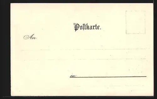 Lithographie Kreuth, Teilansicht mit Bergen