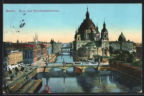 AK Berlin, Burgstrasse mit Dom und Königl. Schloss, Strassenbahn