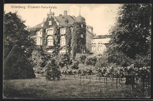 AK Oldenburg, Elisabeth-Anna-Palais mit Garten