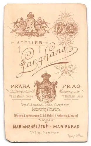 Fotografie J. F. Langhans, Prag, Wassergasse 37, Junge Dame im bestickten Kleid