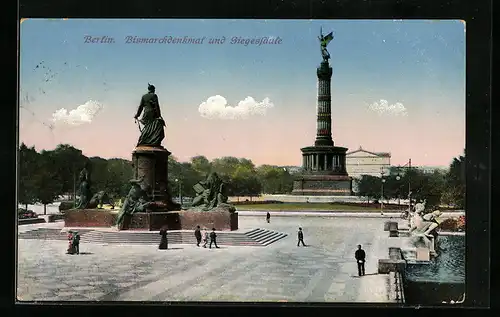 AK Berlin-Tiergarten, Bismarckdenkmal und Siegessäule