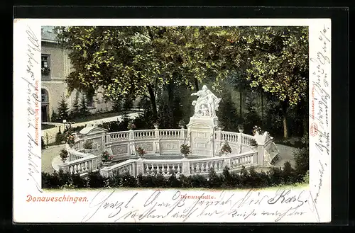 AK Donaueschingen, Donauquelle, von oben gesehen