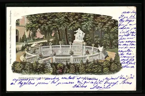 AK Donaueschingen, Donauquelle aus der Vogelschau