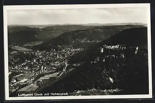 AK Urach, Ortsansicht mit Hohenurach