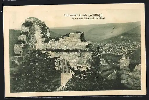 AK Urach /Württbg., Ruine mit Blick auf die Stadt