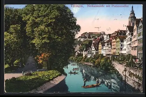 AK Tübingen, Neckaransicht mit Platanenallee