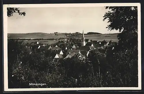 AK Münsingen, Teilansicht mit Kirche