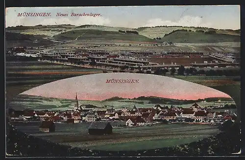 AK Münsingen, Ortsansicht und Neues Barackenlager