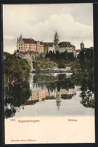 AK Sigmaringen, Blick zum Schloss vom Seeufer aus