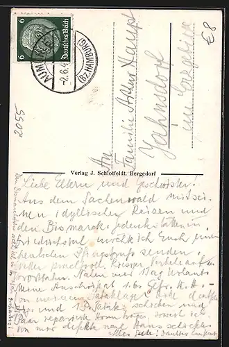 AK Friedrichsruh, Gruftkapelle und Denkmal Hirschgrupppe, Konterfei Otto v. Bismarck