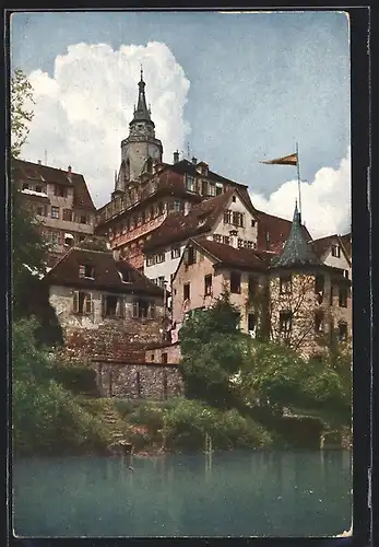 AK Tübingen am Neckar, Hölderlinsturm und alte Aula