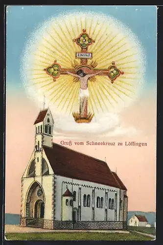 AK Löffingen, Blick auf Wallfahrtskirche Schneekreuz