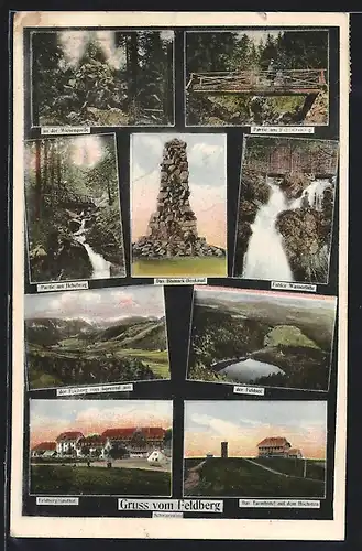 AK Feldberg, Wiesenquelle, Bismarck-Denkmal, Hebelweg