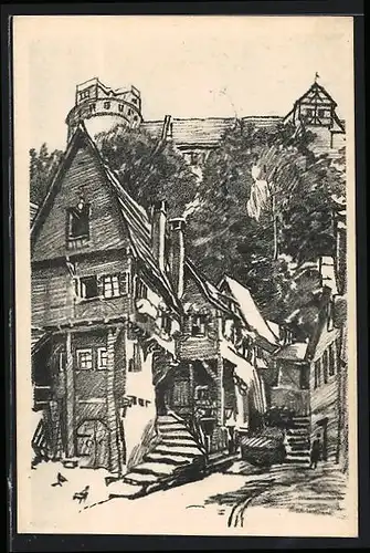 Künstler-AK Tübingen, Motiv aus der Altstadt