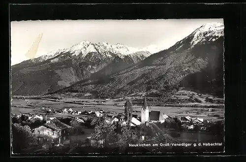 AK Neukirchen am Gross-Venediger, Ortspartie mit Kirche gegen das Habachtal