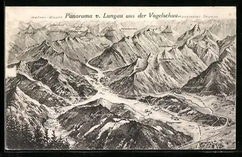 Künstler-AK Lungau, Panorama mit Neggerndorf, Judendorf und Pölla-Tal