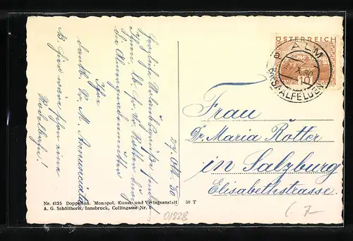 AK Wallfahrt-Alm bei Saalfelden, Ortspartie mit Steinernem Meer