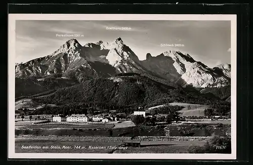 AK Saalfelden am Stein. Meer, Kasernen mit Persalhorn, Breithorn und Schöneck