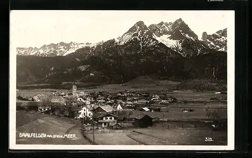 AK Saalfelden am Stein. Meer, Teilansicht mit Bergen