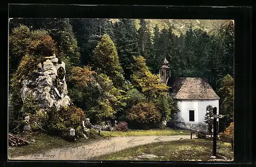 AK Pass Lueg, Kapelle und Gedenkstein