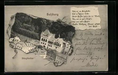 AK Salzburg, Blick auf Gasthaus Brauerei Stieglkeller