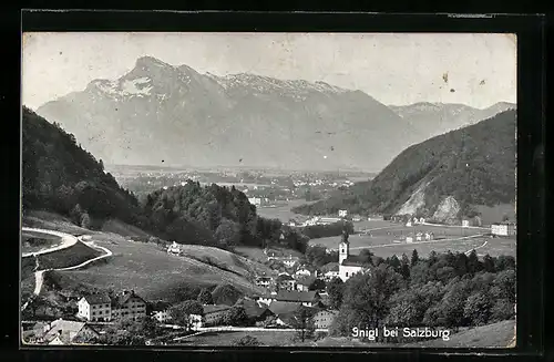 AK Gnigl, Ortsansicht bei Sonnenschein