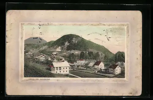 AK Gnigl, Ortsansicht bei Dämmerung